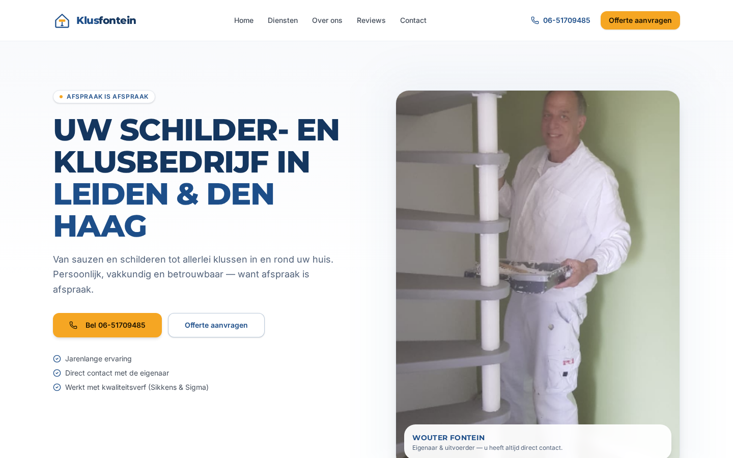 Website van Klusfontein gebouwd door Repres