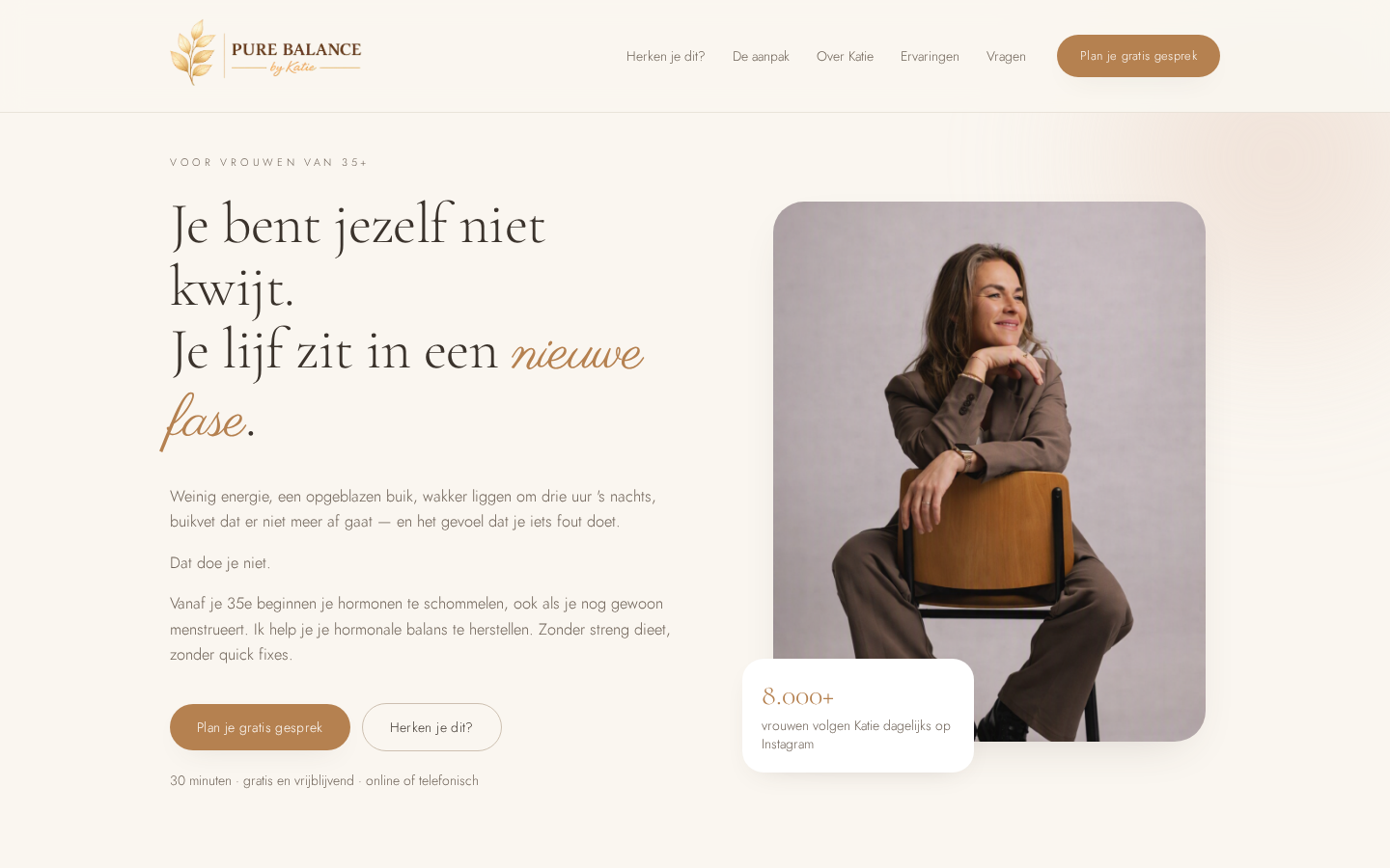 Homepage van Pure Balance by Katie