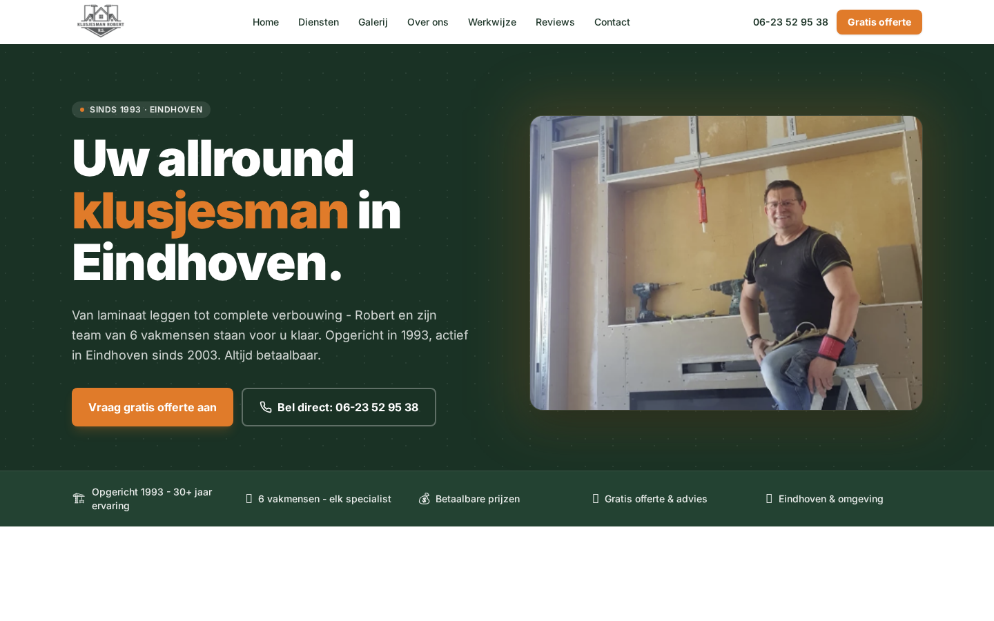 Homepage van Klusjesman Robert