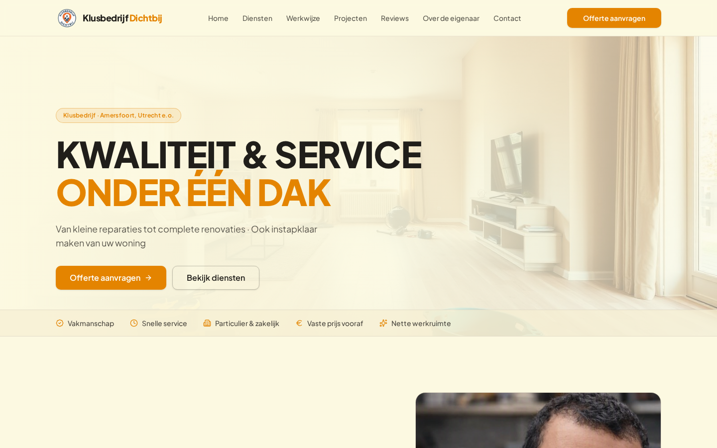 Homepage van Klusbedrijf Dichtbij