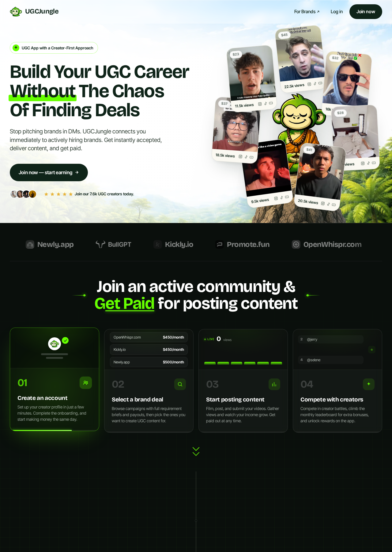 Homepage van UGC Jungle
