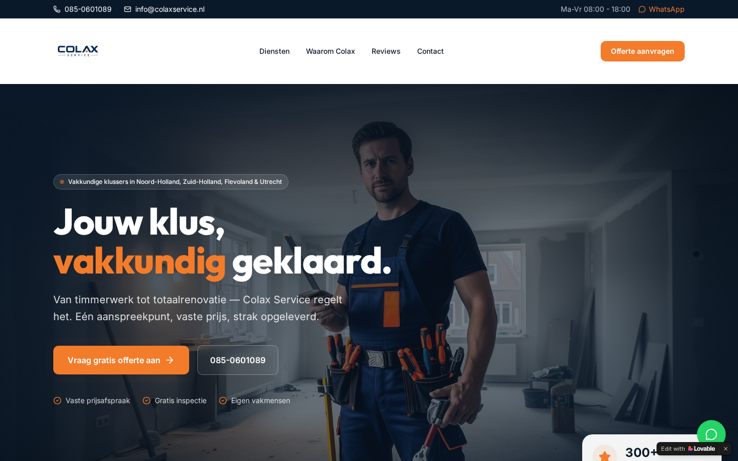 Homepage van Colax Service